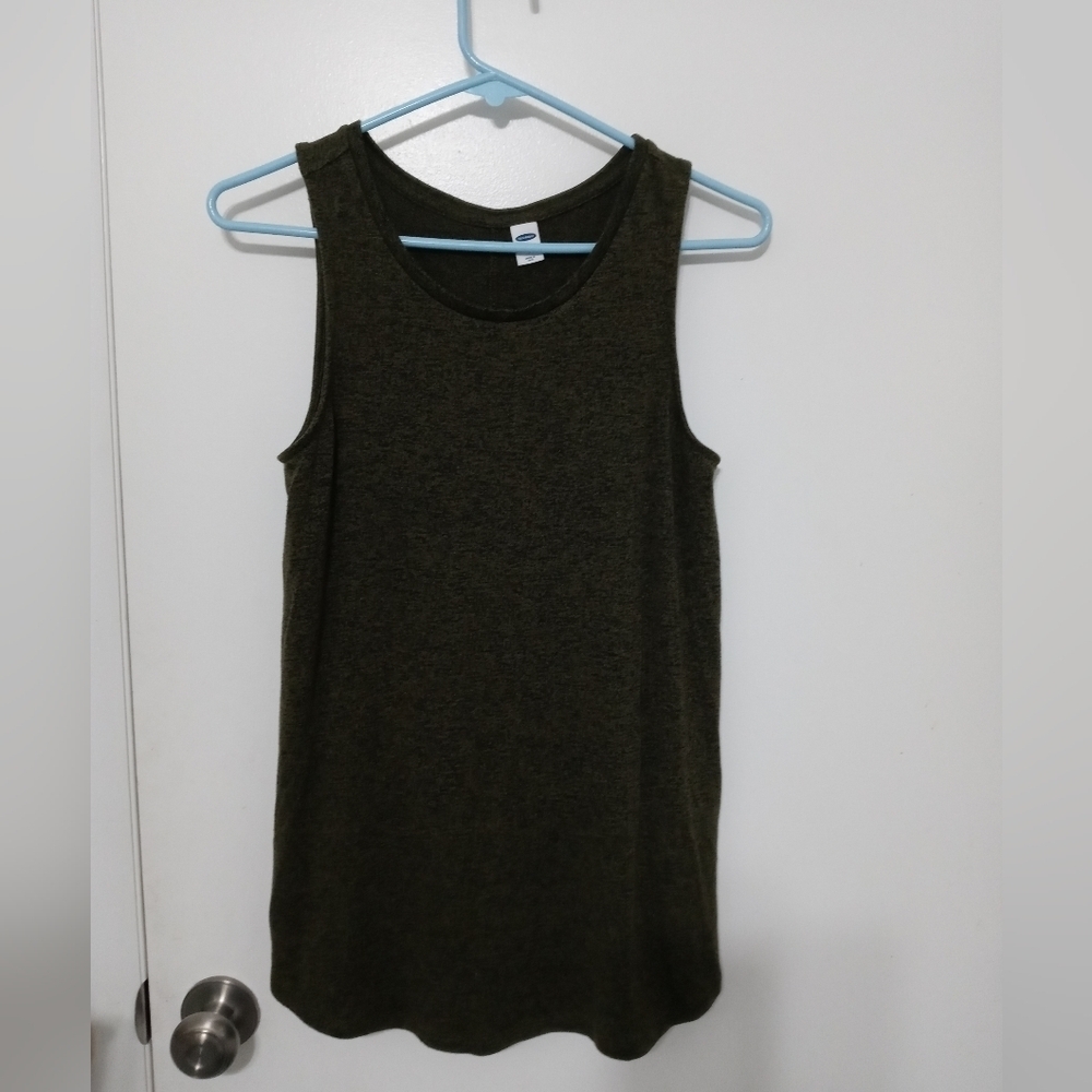 Old Navy Luxe Army Green Black Speckled relaxed fit tank top Small